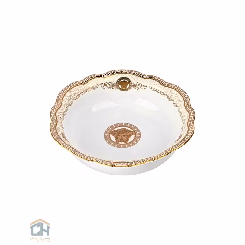 آجیل خوری سرامیکی گرد گلدکیش طرح Versace مدل GK791812