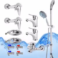 ست 12 عددی شیرآلات برند آیدا صنعت مدل قهرمان اردکی | دو عدد شیر روشویی   شیر حمام   شیر توالت   علم دوش یونیکا کروم   دو عدد شلنگ توالت   دو عدد شلنگ استیل   چهار عدد شیر پیسوار | کروم براق