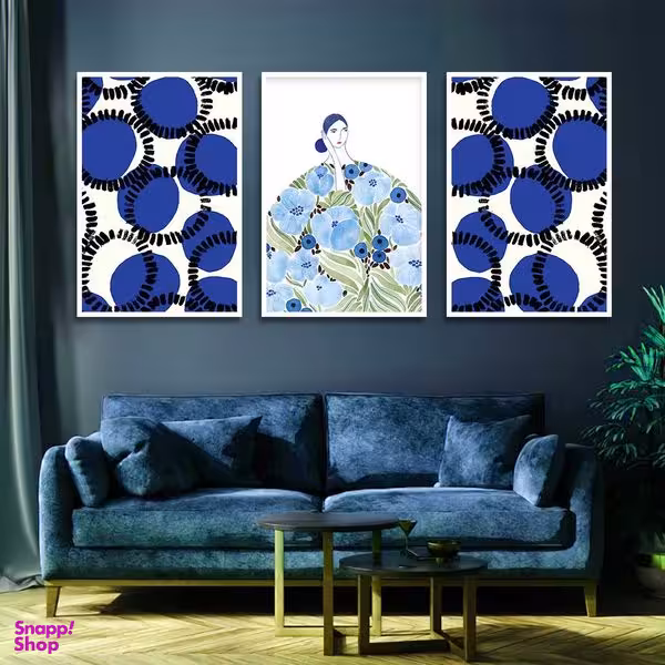 تابلو بکلیت طرح نقاشی دکوراتیو مدرن سبک کوبیسم مدل W-1420 مجموعه 3 عددی
