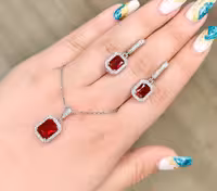 نیمست نقره یاقوت سرخ جواهری کد 00204