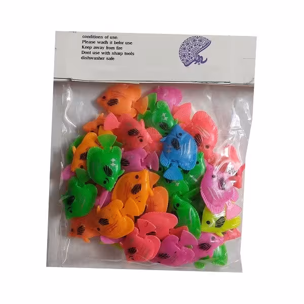 ابزار تزیین کیک به گز مدل ماهی دم متحرک مجموعه 50 عددی