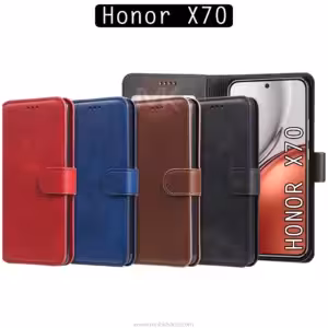 کیف چرم هانر Folio Magnetic Flip Leather Cover | Honor X70