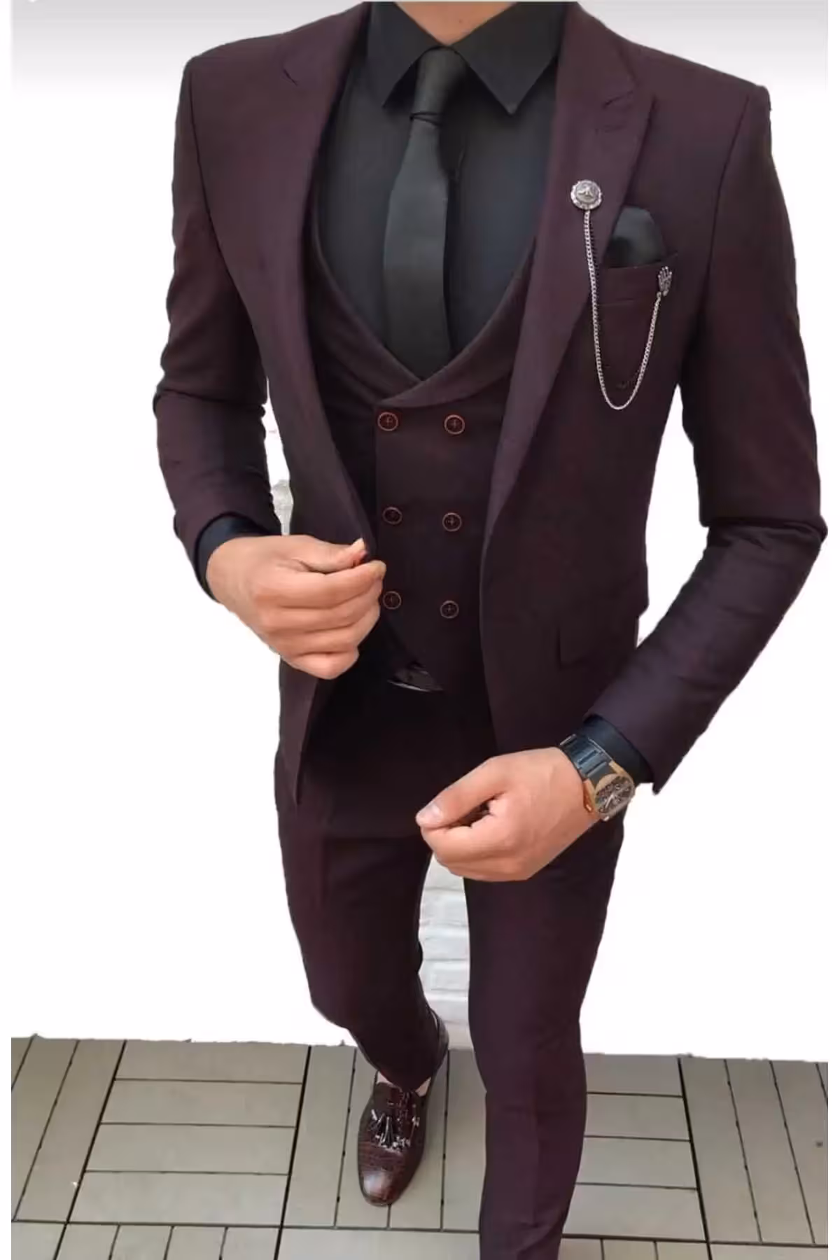 کت و شلوار جلیقه فیت (کسب زنجیر کراوات و یقه - 1640