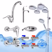 ست 10 عددی شیرآلات برند آیدا صنعت مدل قهرمان اردکی | شیر ظرفشویی   شیر روشویی پایه‌بلند   شیر حمام   شیر توالت   علم دوش هلی شاتی   شلنگ توالت   چهار عدد شیر پیسوار | کروم براق