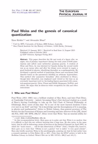 خرید و دانلود نسخه کامل کتاب Paul Weiss and the genesis of canonical quantization