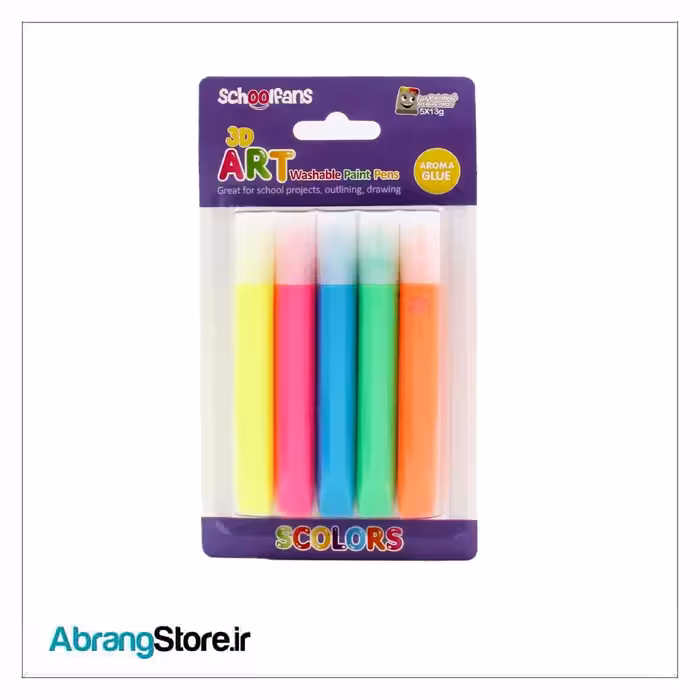چسب پفکی اسکول فنس 5 رنگ پاستلی