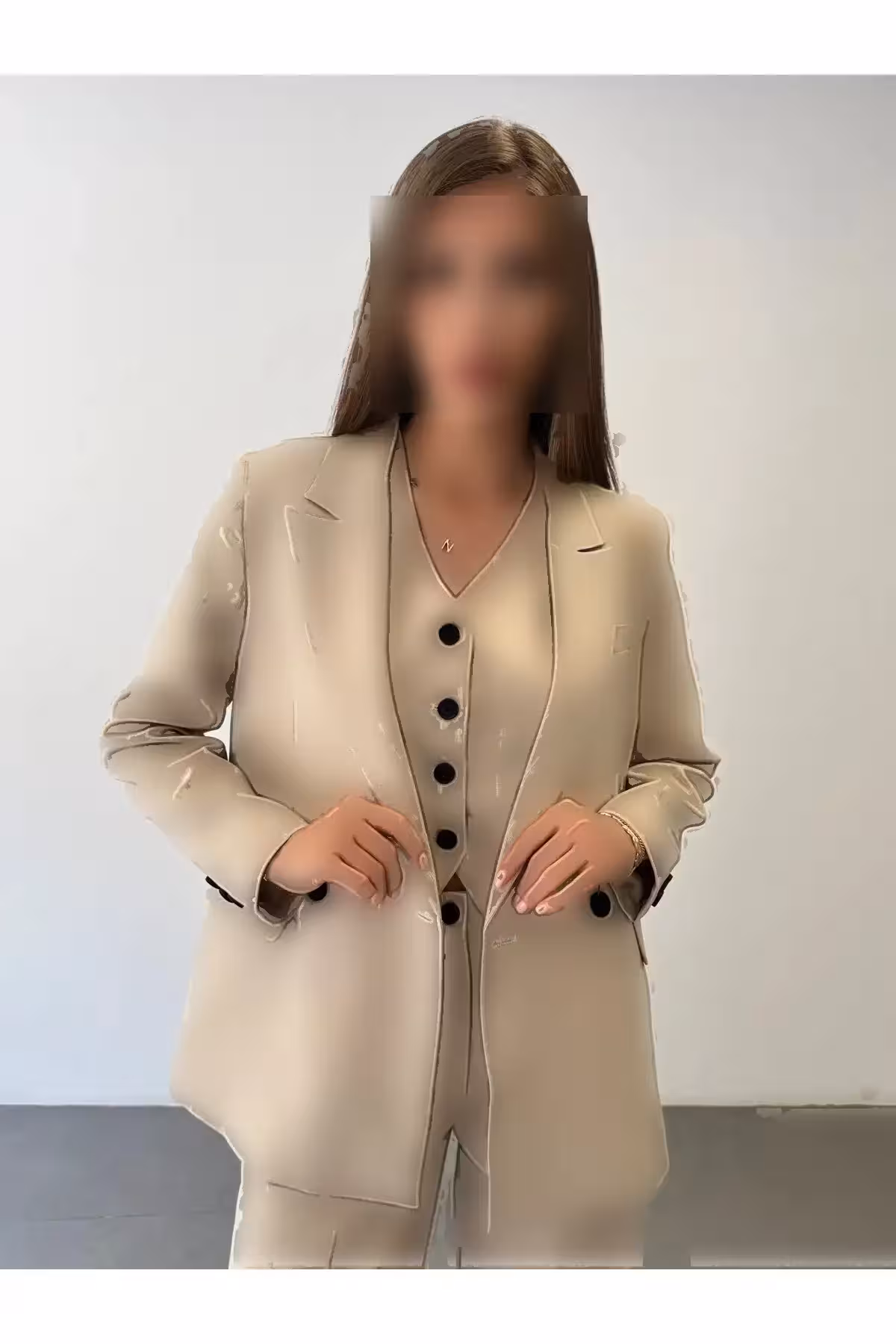 ست سه‌تکه شامل شلوار، جاکت و جلیقه با طرح خطی - 9867