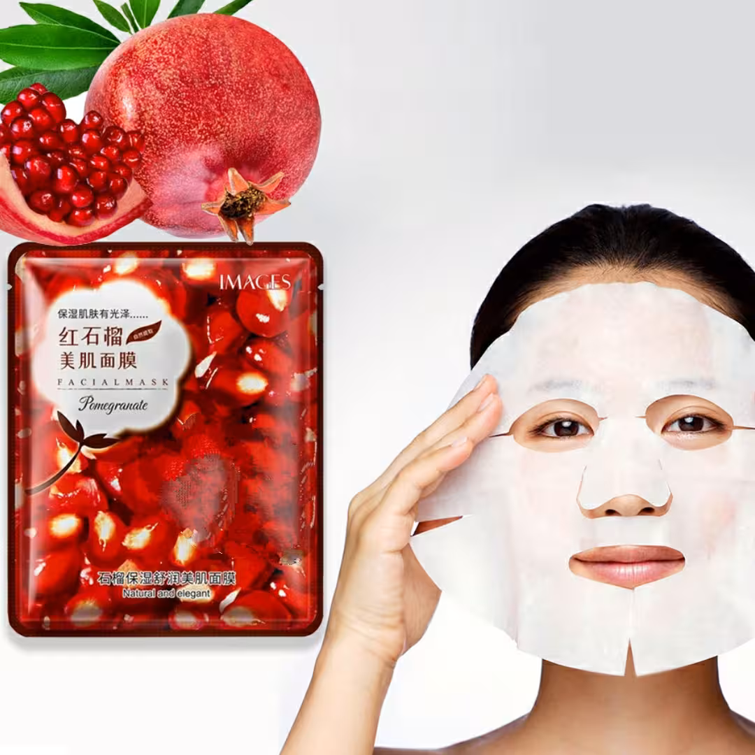 ماسک ورقه ای صورت(نقابی) حاوی عصاره انار با خاصیت لیفت و ضد چروک 40 گرمی