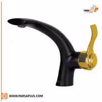 شیر روشویی دوان مدل گلاژ مشکی طلایی