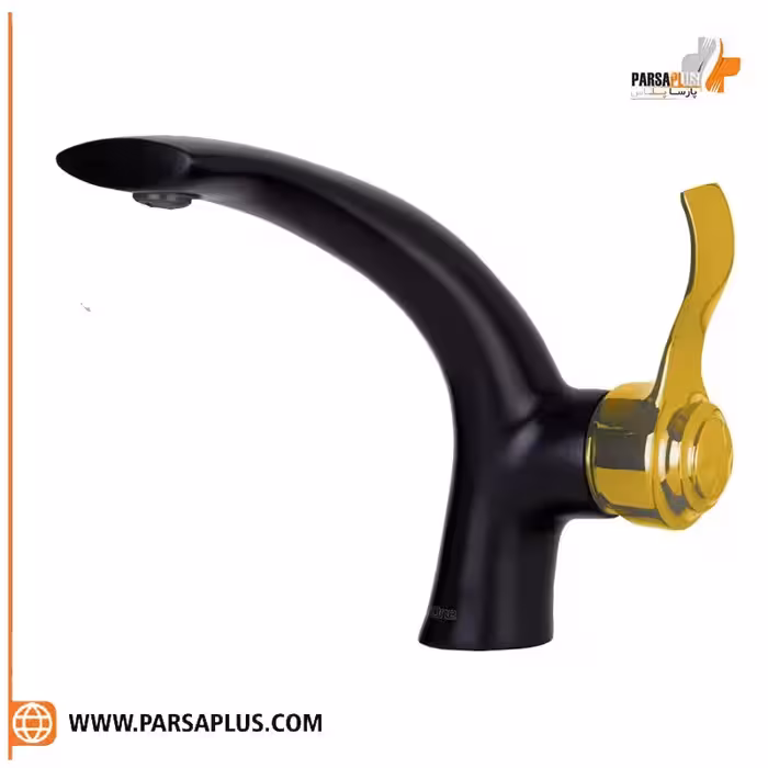 شیر روشویی دوان مدل گلاژ مشکی طلایی