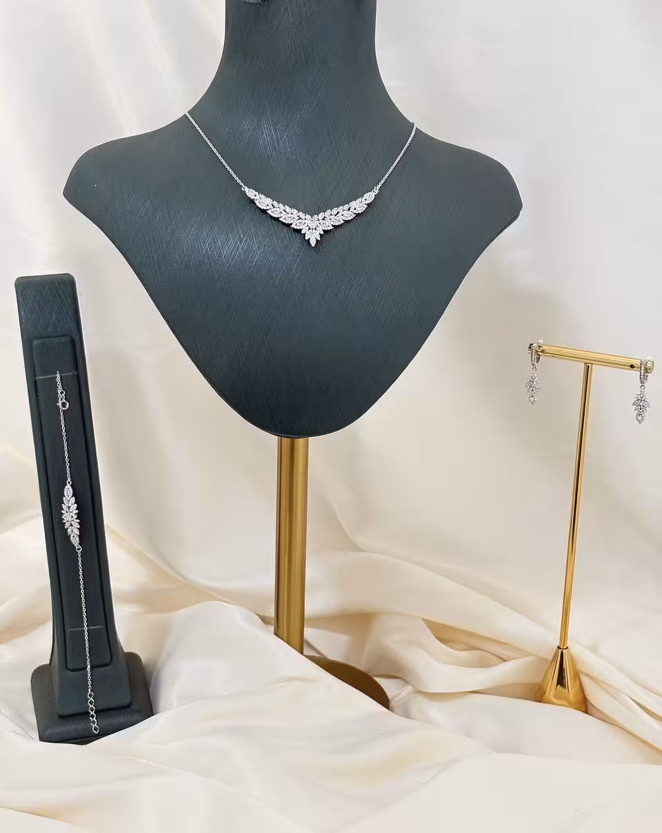 سرویس نقره جواهری زنانه کد 60730