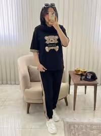 ست تیشرت و شلوار زنانه اسپرت پنبه گلکسی