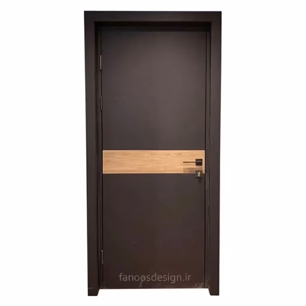 درب اتاقی مدرن مشکی با نوار طرح چوب افقی کد 30513