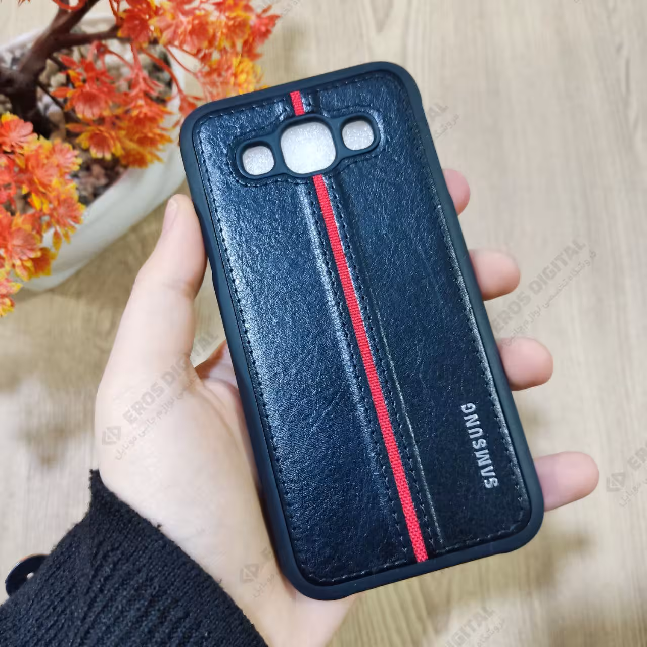 قاب گوشی Samsung Galaxy E5 مدل پشت چرم با لوگو