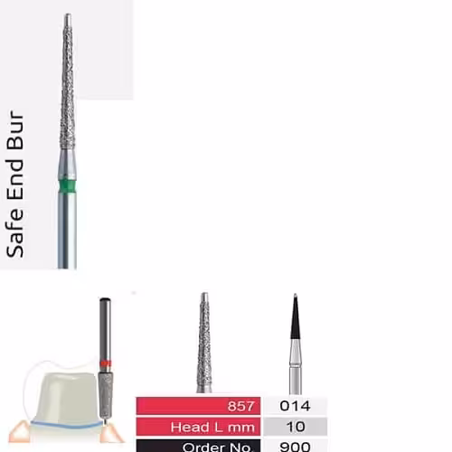 فرز الماسی دسته نقره ای 857 – Safe END (جهت استفاده توربین) BTM - فروشگاه تخصصی دندانپزشکی سپیرا