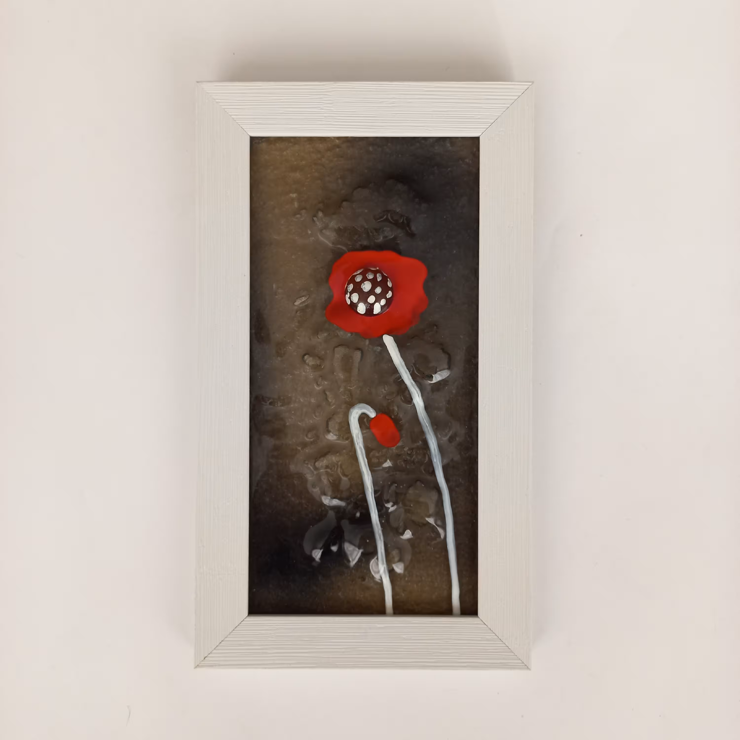 تابلو شیشه ای دستساز گل برجسته با قاب سفید از مجموعه بهار