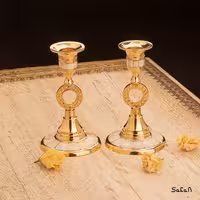 شمعدان جفت برنجی و طلایی