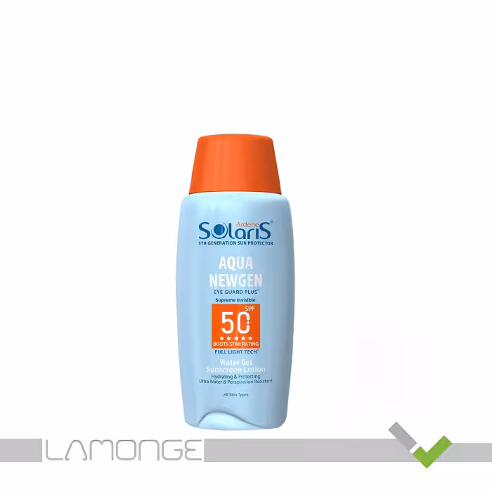 لوسیون ضد آفتاب SPF50 آردن سولاریس مدل Aqua Newgen مناسب انواع پوست حجم 100 میلی لیتر