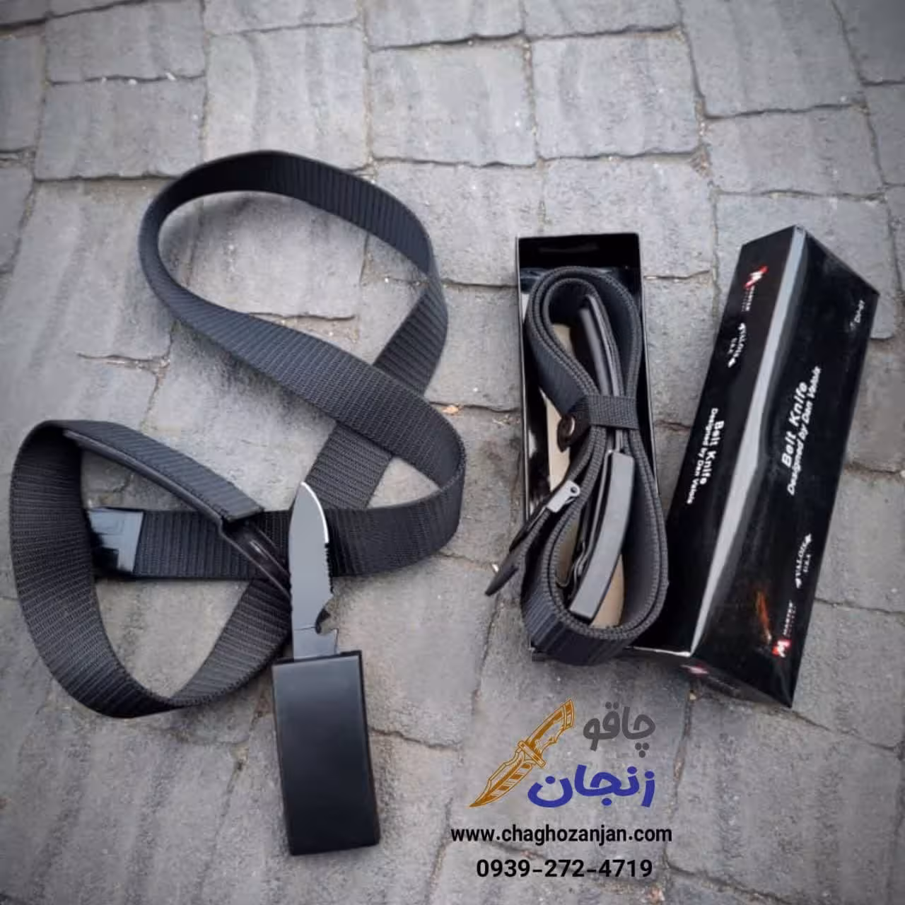 چاقو کمربندی رنگ مشکی همراه با جعبه
