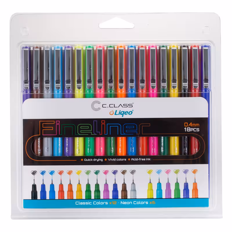 روان نویس سی.کلاس مدل فاین لاینر بسته 18 عددی | چاوه