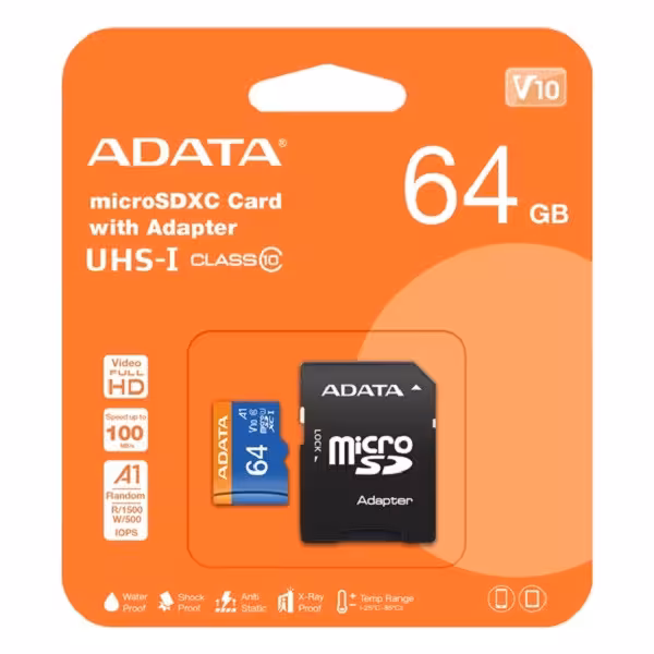کارت حافظه‌ microSDHD ای دیتا مدل Premier کلاس 10 استاندارد UHS-I U1 سرعت 100MBps ظرفیت 64 گیگابایت | کالا مکس