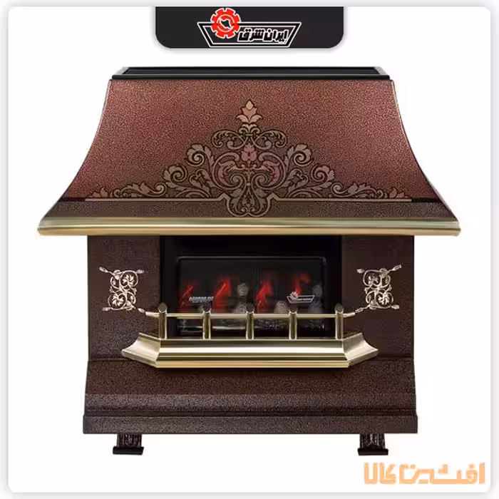 بخاری دودکش دار ایران شرق مدل 15000 (آذران CH150) طرح شومینه قهوه ای