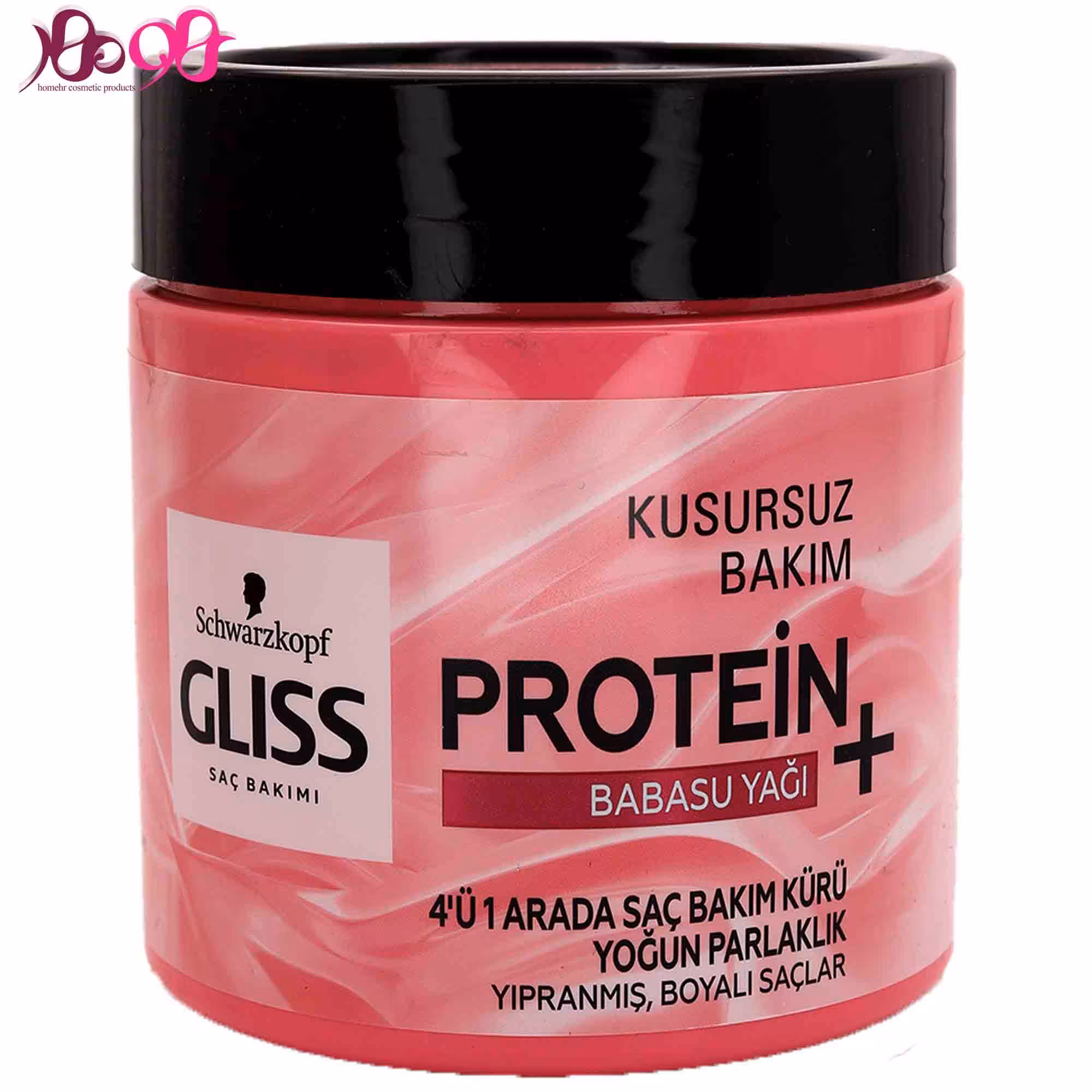 ماسک مو پروتئینه گلیس صورتی 4 کاره حاوی روغن باباسو 400 میل برای موهای رنگ شده - GLISS
