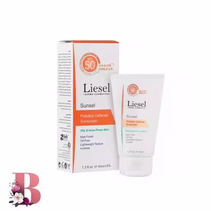 کرم ضدآفتاب بی رنگ پوست چرب و مختلط لایسل سانسل SPF 50 حجم 40 میلی لیتر | Liesel Colorless Sunscreen SPF 50 Suitable for Oily and Acne-Prone Skin 40ml
