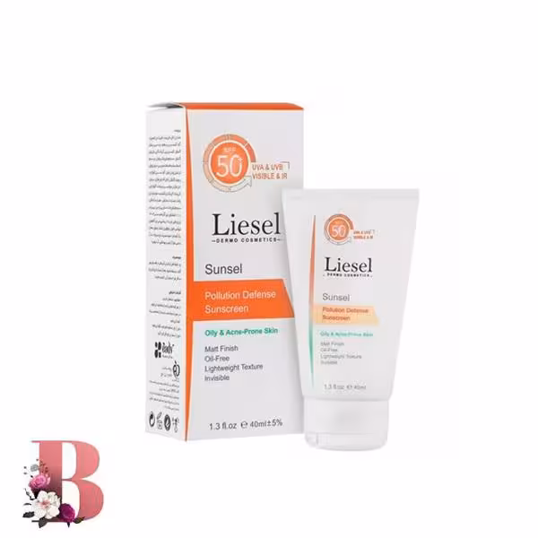کرم ضدآفتاب بی رنگ پوست چرب و مختلط لایسل سانسل SPF 50 حجم 40 میلی لیتر | Liesel Colorless Sunscreen SPF 50 Suitable for Oily and Acne-Prone Skin 40ml