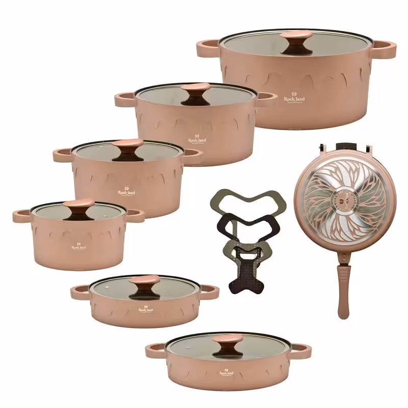 سرویس پخت و پز 18 پارچه راکلند مدل لیانا رنگ رزگلد