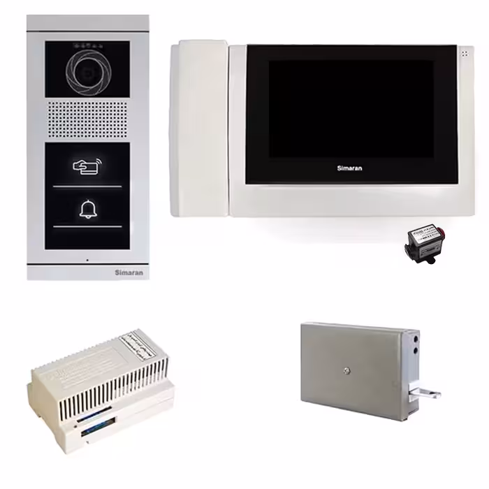 مجموعه دربازکن تصویری سیماران مدل 78M-VFBT1 یک طبقه کارتی به همراه محافظ ولتاژ مانیتور