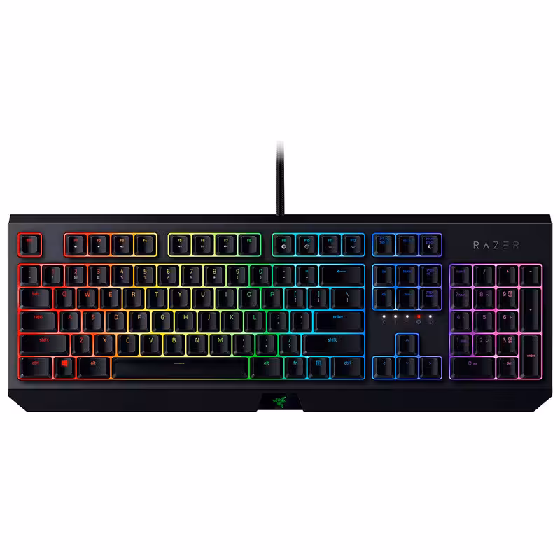 کیبورد سیم دار گیمینگ ریزر مدل BlackWidow Chroma Green Switch