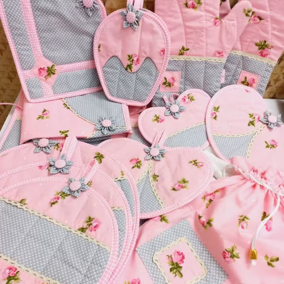 سرویس اشپزخانه گلدارطوسی صورتی