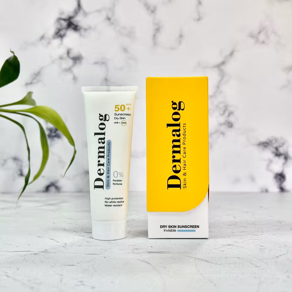 کرم ضد آفتاب بی رنگ پوست خشک SPF50 درمالوگ 50 میلی لیتر