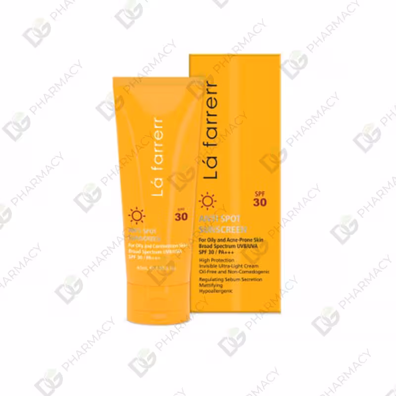 کرم ضد آفتاب و ضدلک بی رنگ پوست چرب و مستعد آکنه SPF30 لافارر دیجی فارماسی