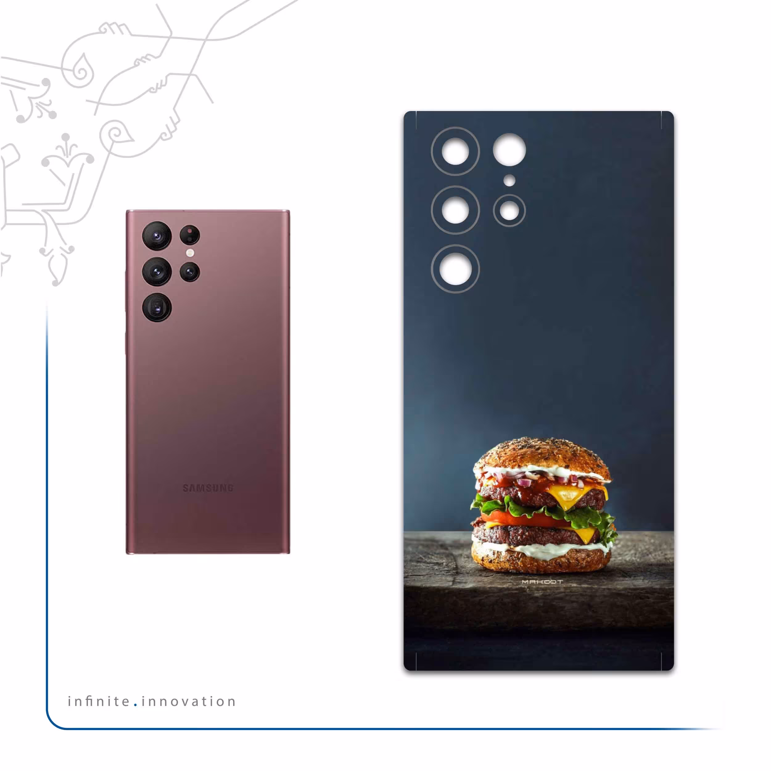 برچسب پوششی ماهوت مدل Hamburger مناسب برای گوشی موبایل سامسونگ Galaxy S22 Ultra 5G