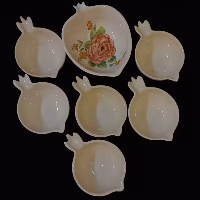 ست 7 تکه آجیل خوری سرامیکی هیوا طرح نارگل مدل رز کد 11312010