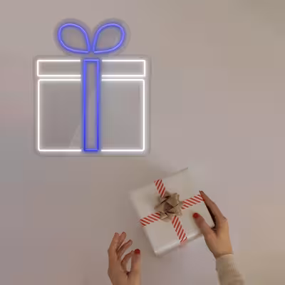 چراغ دیواری نئون دیزاین طرح Gift-Box_BL