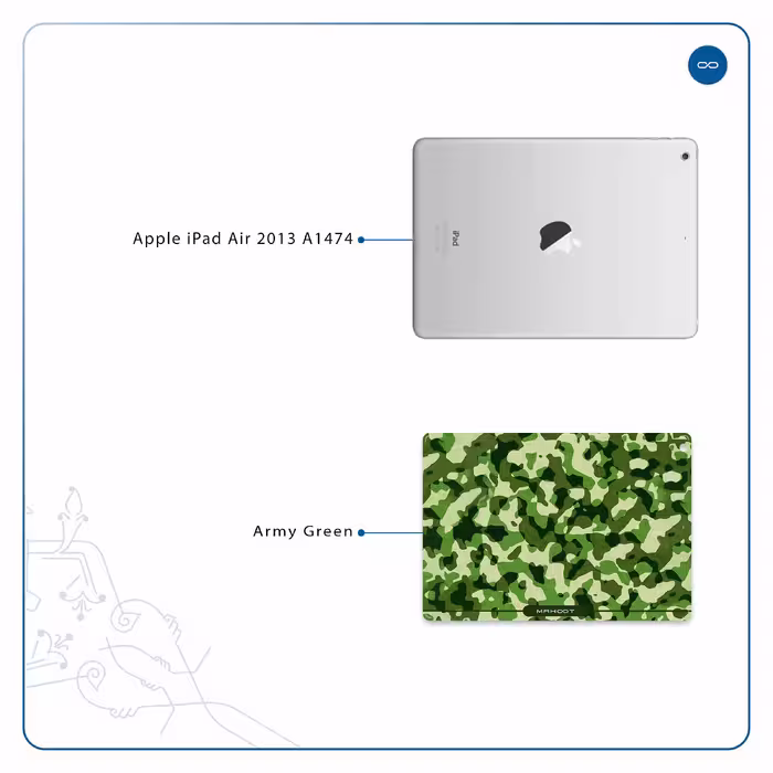 برچسب پوششی ماهوت مدل Army-Green-2 مناسب برای تبلت اپل iPad Air 2013 A1474