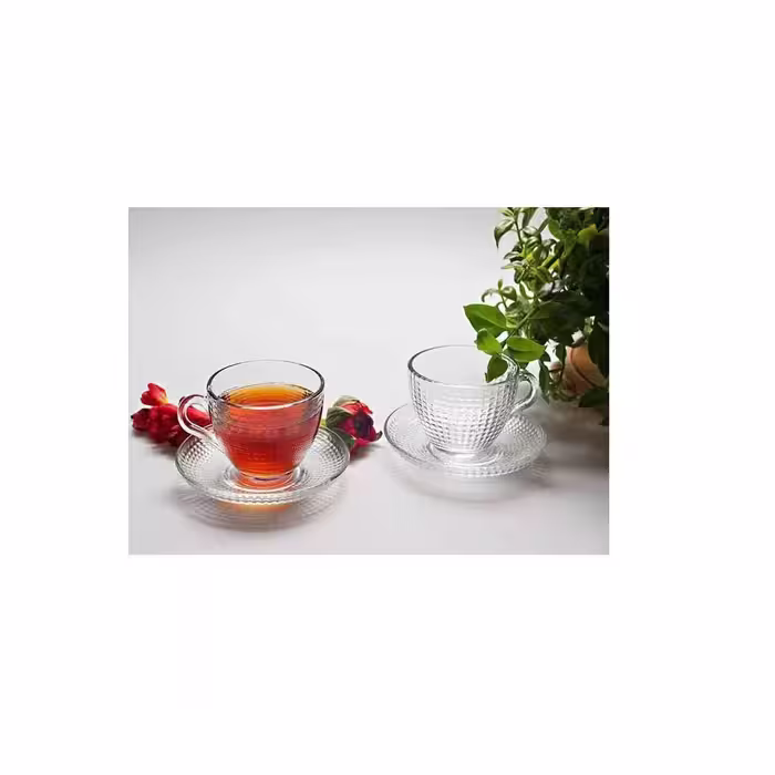 فنجان و نعلبکی بلور کاوه مدل ونیز کد 0032 بسته 6 عددی 