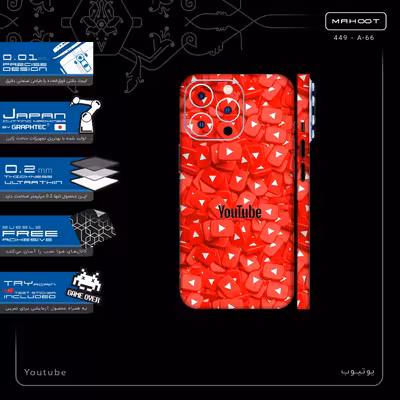 برچسب پوششی ماهوت مدل Youtube-FullSkin مناسب برای گوشی موبایل اپل iPhone 13 Pro Max