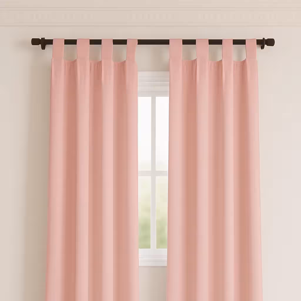 پرده بندینک‌دار کتان صورتی