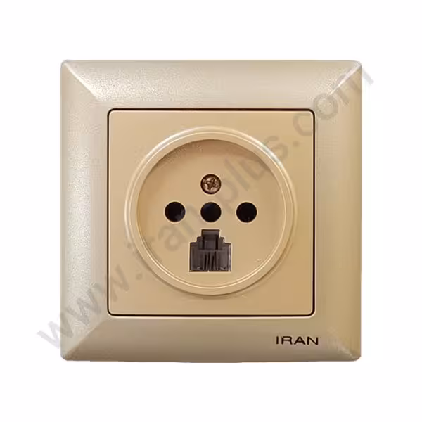 پریز تلفن دوکاره مدل الیزه رنگی بژ