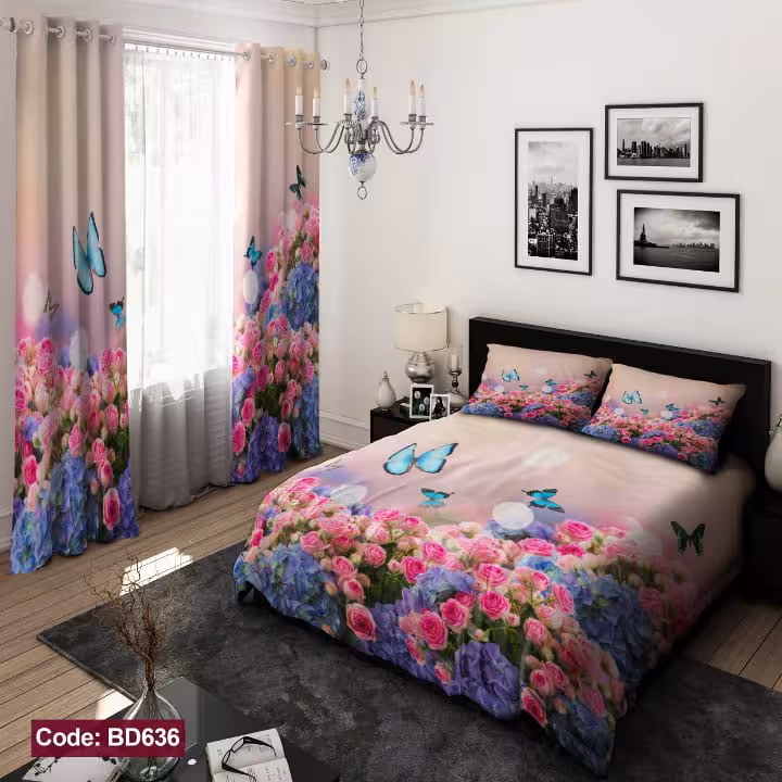 روتختی چاپی پروانه و گل کد BD636