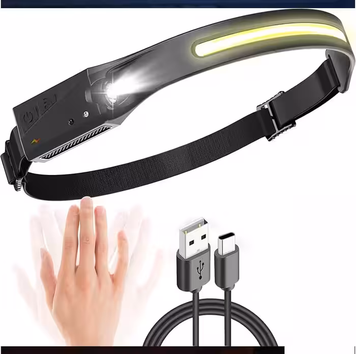 چراغ پیشانی شارژی USB UNBON قدرتمند LED با 5 حالت روشنایی سنسور حرکت ضدآب سبک وزن برای پیاده روی کمپینگ دوچرخه سواری ماهیگیری DIY