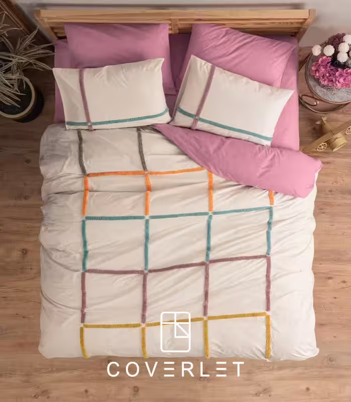 روتختی سفید صورتی طرح برجسته دونفره Insula