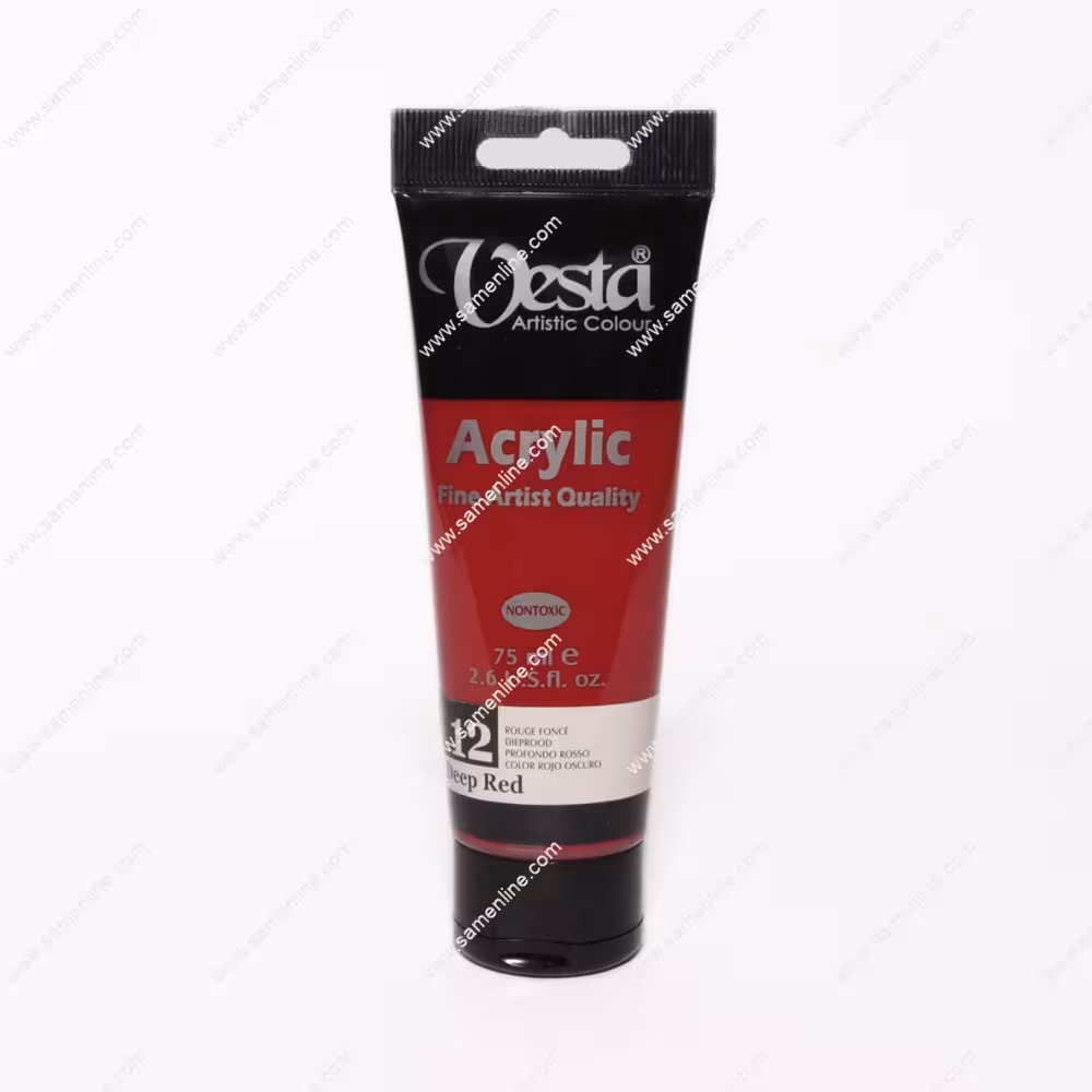 رنگ اکریلیک تک رنگ وستا 75 میلی لیتری کد Deep Red 12