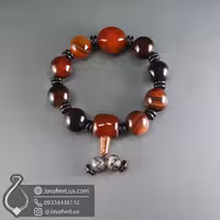 دستبند سنگی عقیق اصلی جواهرلوکس با مهره‌های درشت سلیمانی _ کد 401064