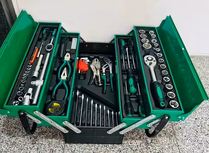 جعبه بکس و ابزار 85 عددی  سه طبقه ادون