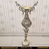 گلدان کنار سالنی برنزی مدل گل رز فرشته با سنگ سفید کد 1713s